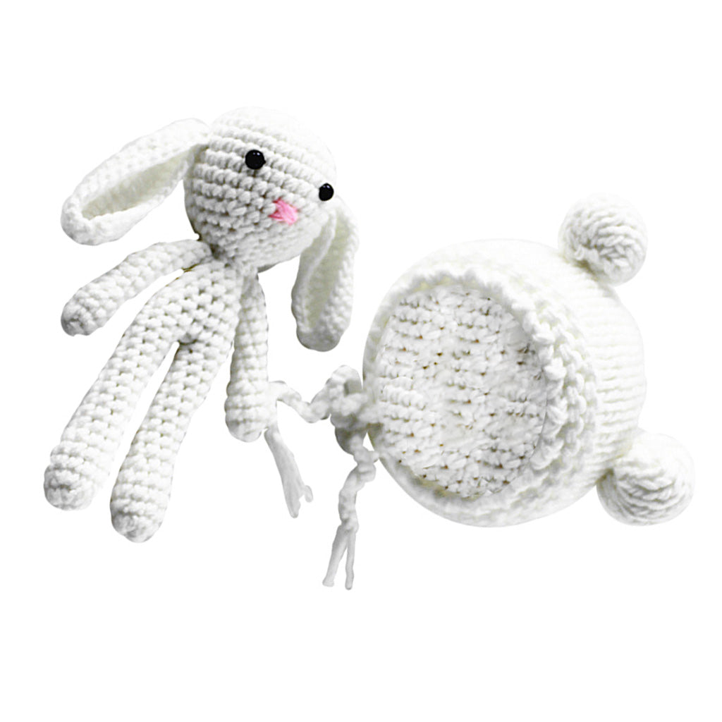 Infant Baby Boy Girl Crochet Knit Hat Beanie Bunny Toy Costume Outfit Photo Prop