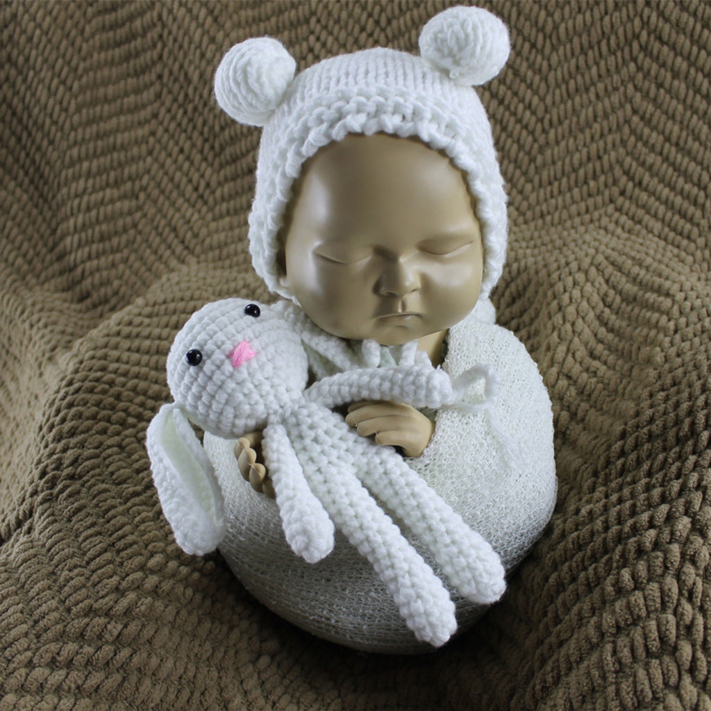 Infant Baby Boy Girl Crochet Knit Hat Beanie Bunny Toy Costume Outfit Photo Prop