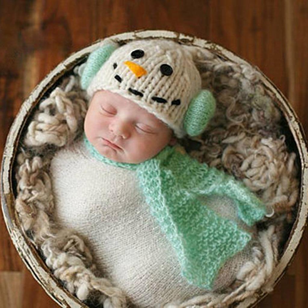 Handmade knitted mohair baby photo costume snowman Red