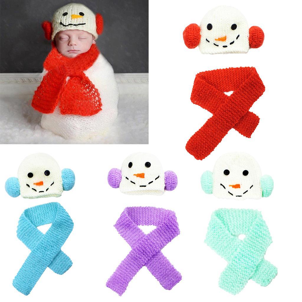 Handmade knitted mohair baby photo costume snowman Red