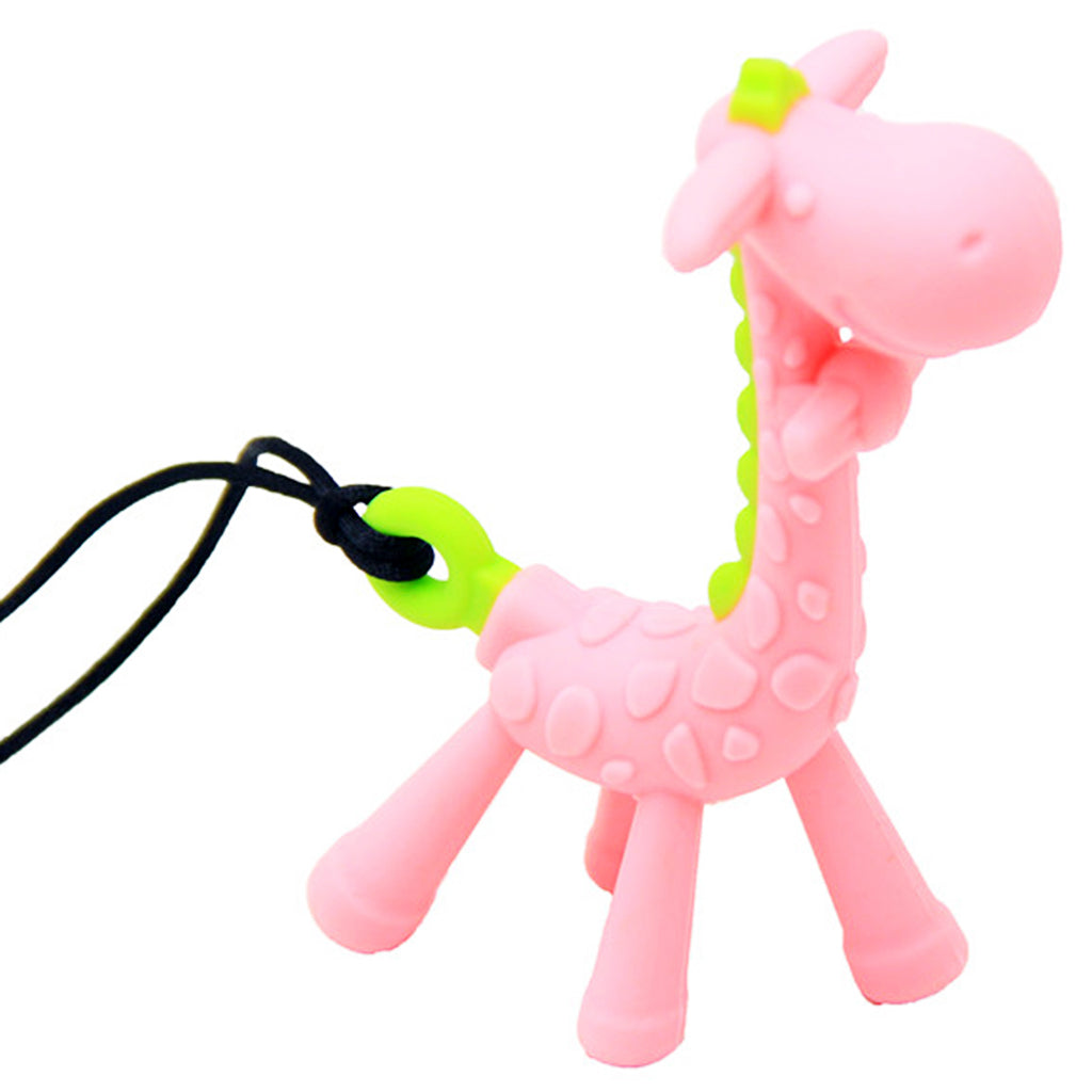 Baby BPA Free Silicone Giraffe Teething Necklace Nursing Teether Pink