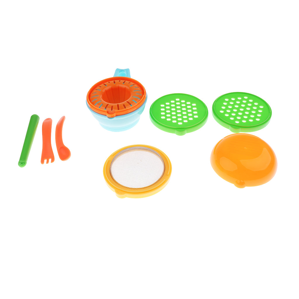 Baby Food Mill Bowl Set Toddler Feeding Manual Masher Grinder Blue