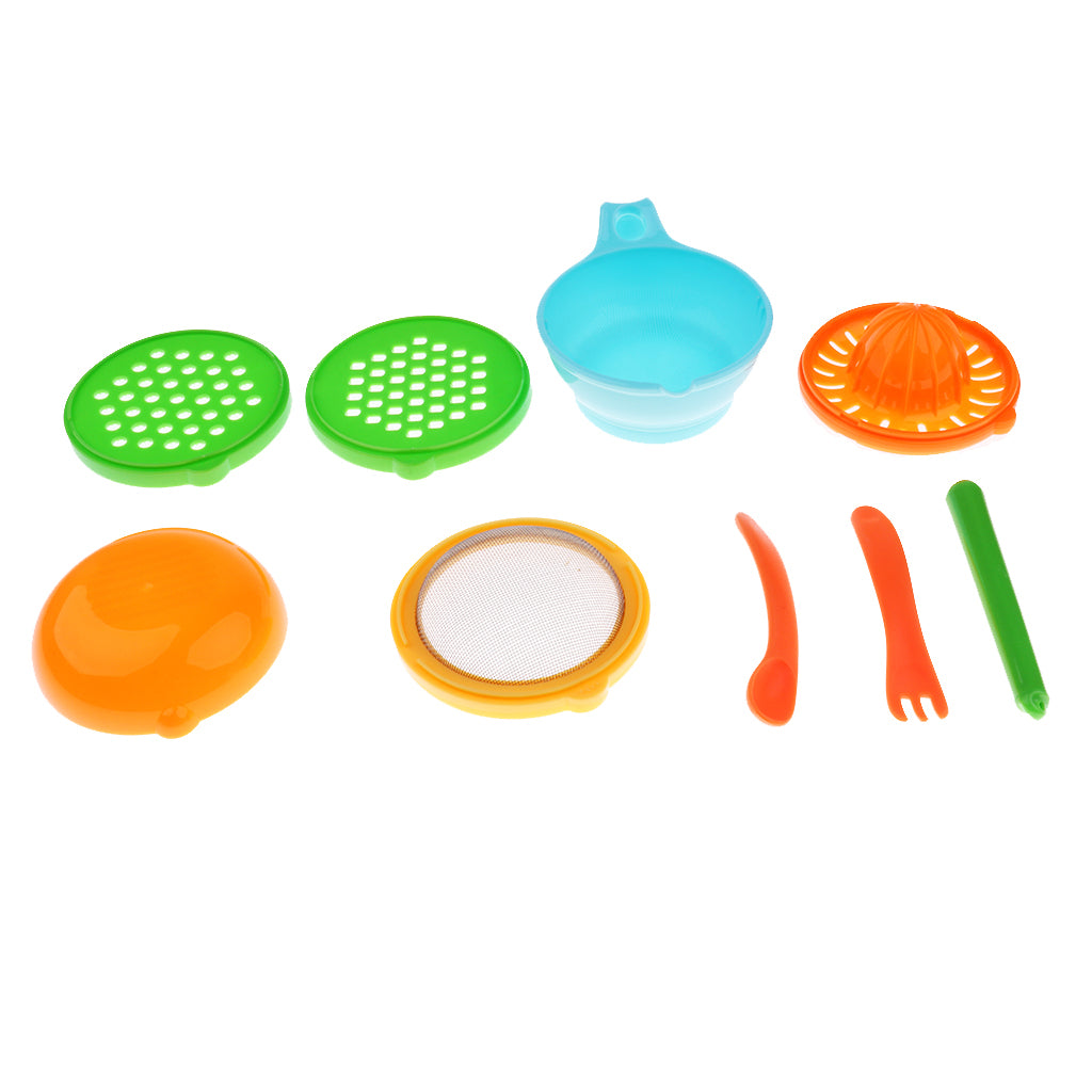 Baby Food Mill Bowl Set Toddler Feeding Manual Masher Grinder Blue