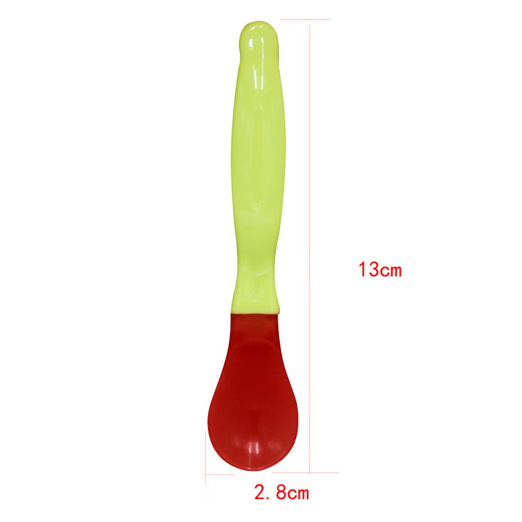 Baby Suction Bowl Temperature Colour Changing Spoon Feeding Tableware Green