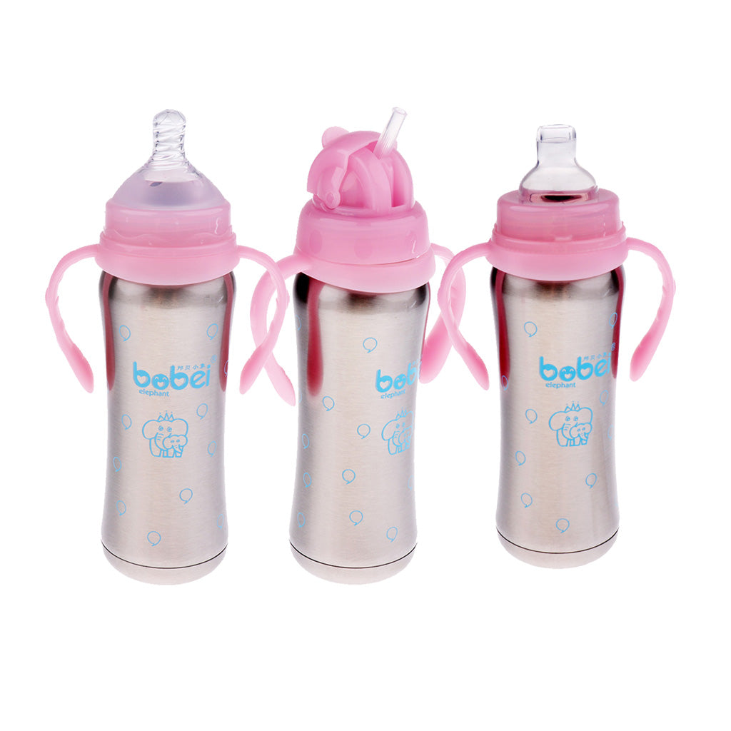 240 ML Kids Baby Stainless Steel Insulated Sippy Cup Pink