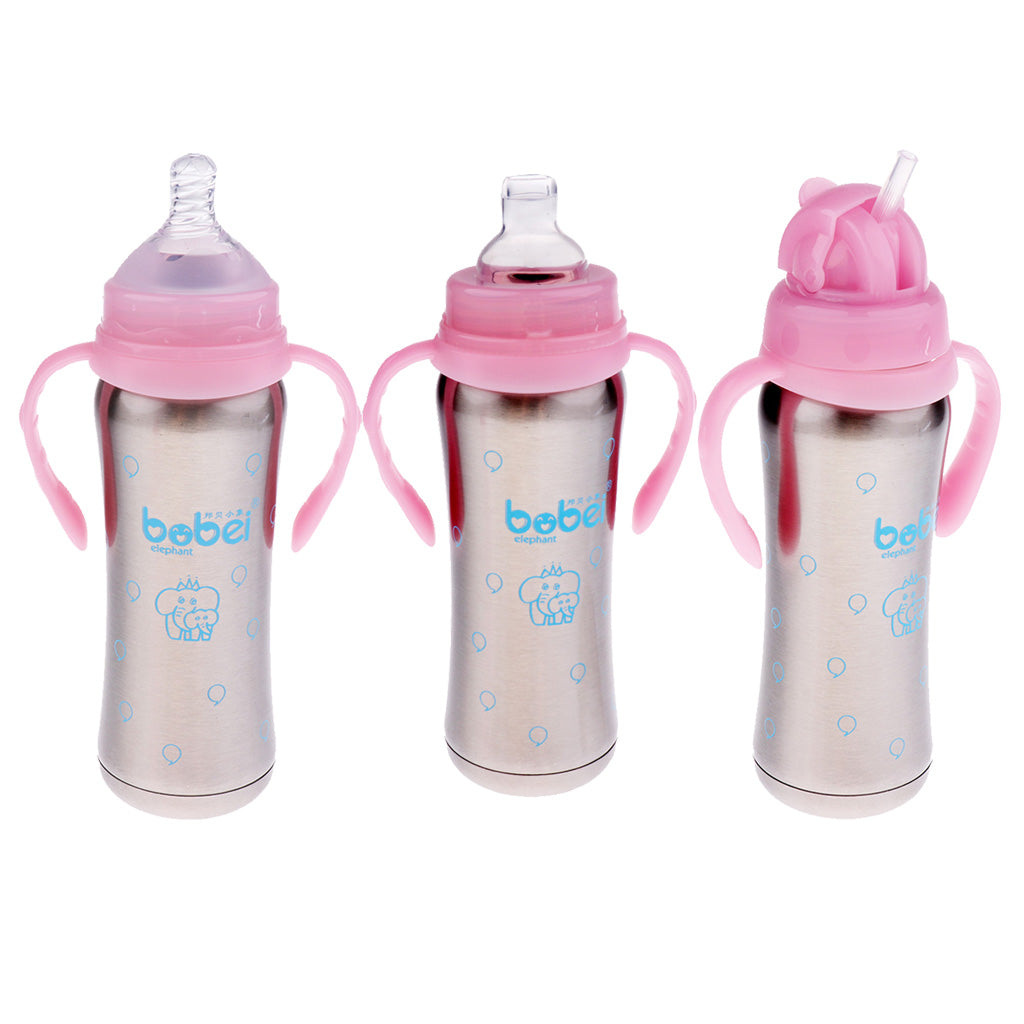 240 ML Kids Baby Stainless Steel Insulated Sippy Cup Pink