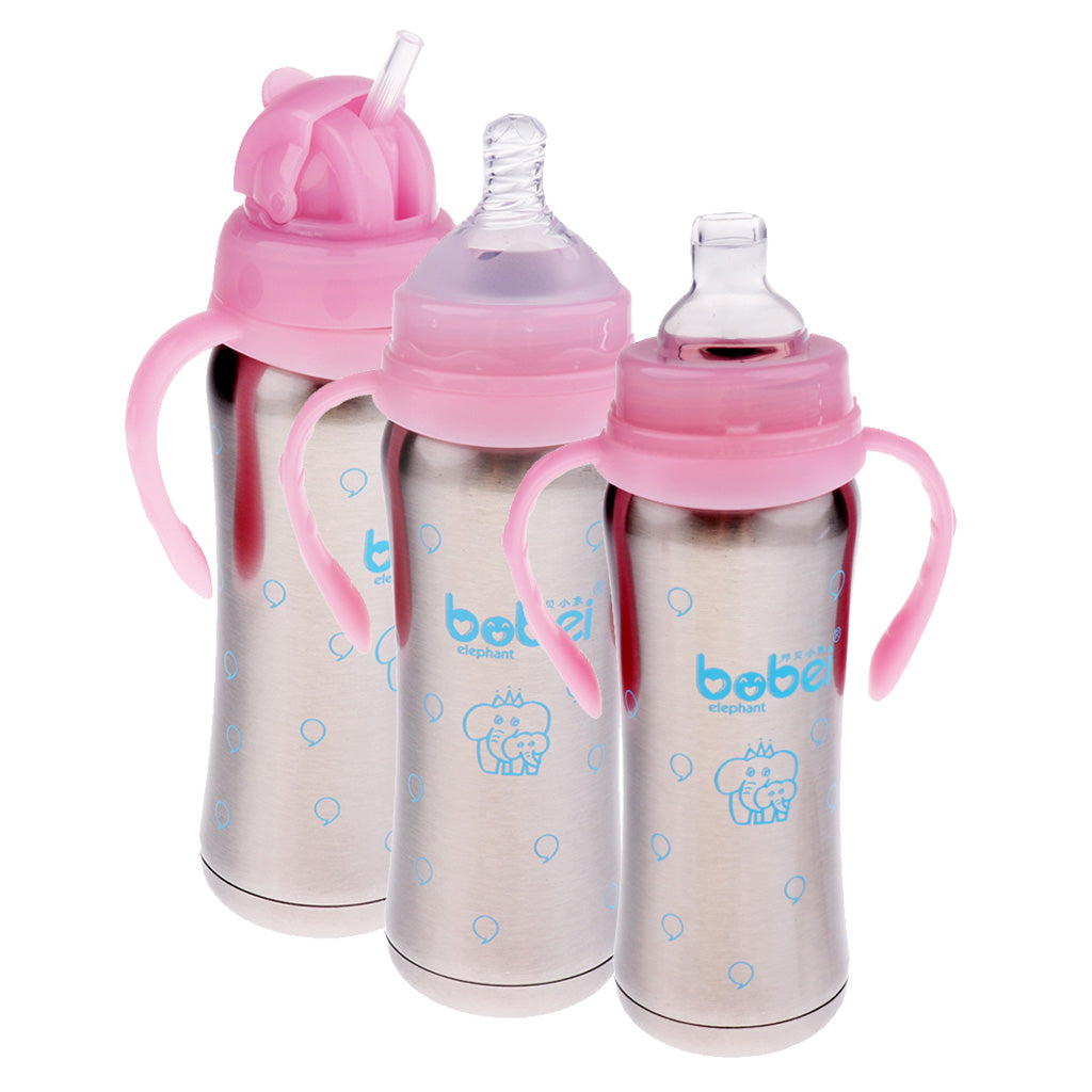 240 ML Kids Baby Stainless Steel Insulated Sippy Cup Pink