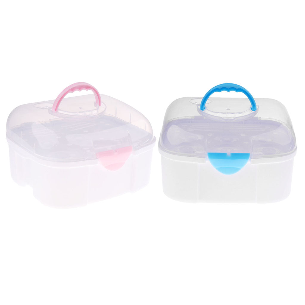 Baby Milk Bottle Tableware Storage Box with Dust Cover Blue