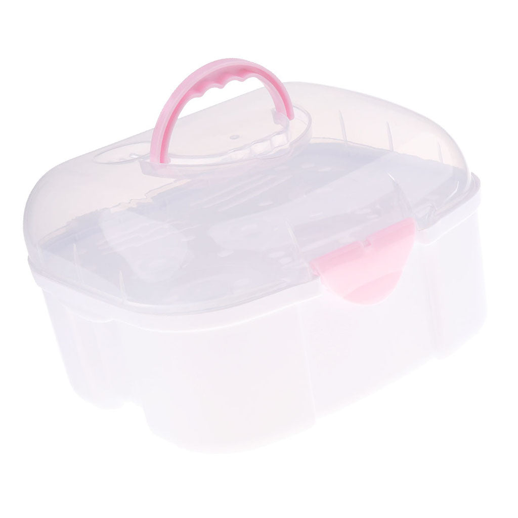 Baby Milk Bottle Tableware Storage Box with Dust Cover Pink