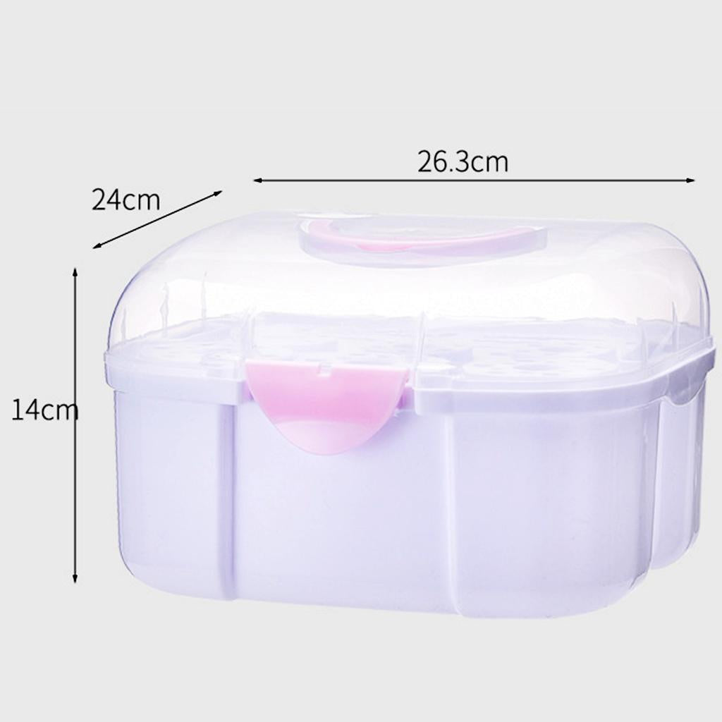 Baby Milk Bottle Tableware Storage Box with Dust Cover Pink