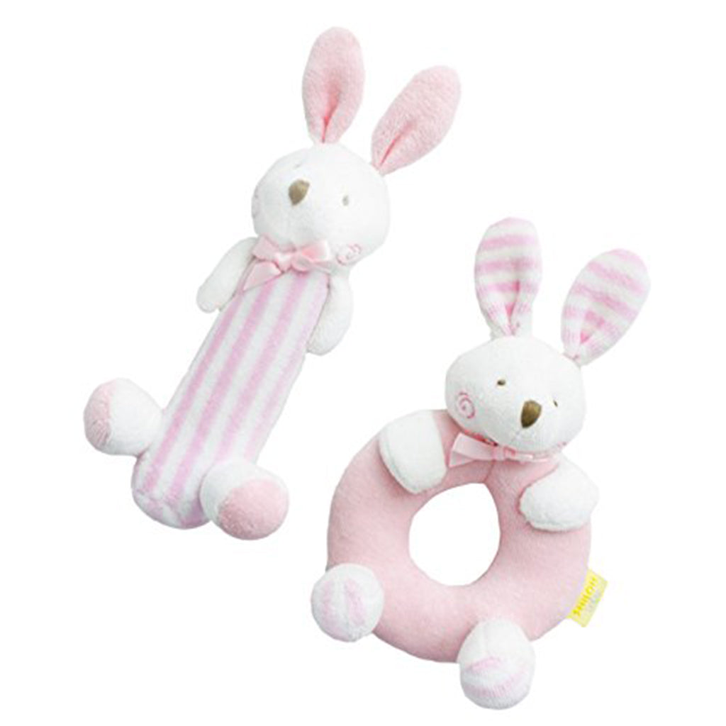 Kids Animal Handbells plush Squeeze Rattle Baby Toy Kids Gift Pink rabbit