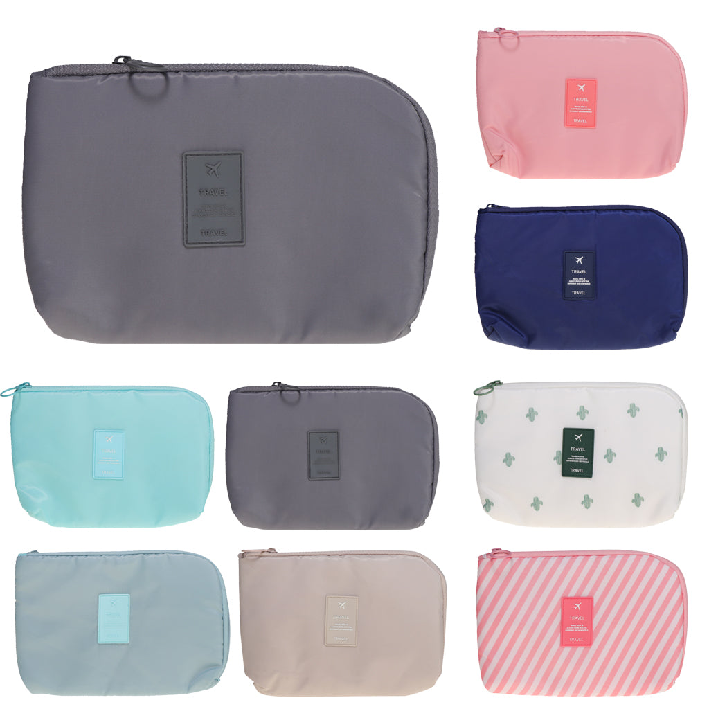 Electronic Accessories Storage USB Cable Organizer Bag Case  Pink Stripe