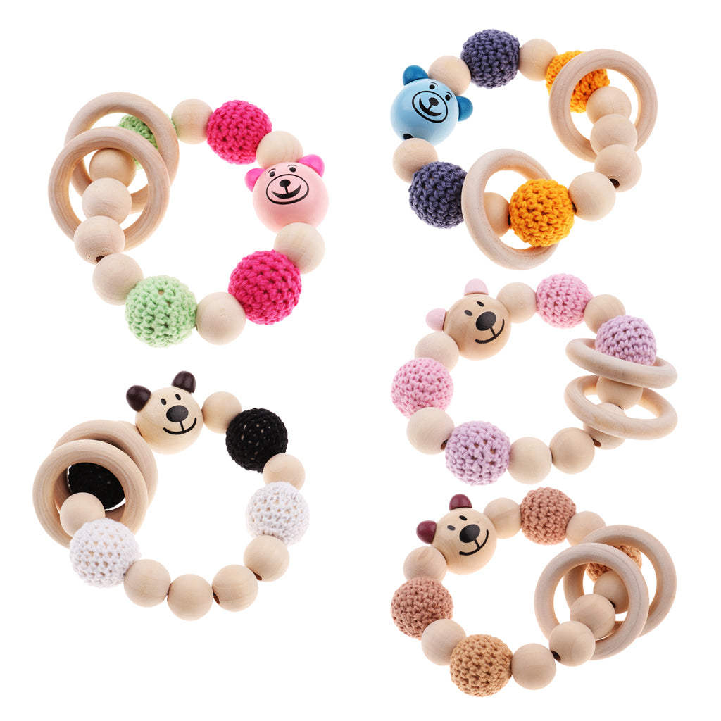 Baby Wooden Teether Nursing Bracelet Food Grade  Style 1