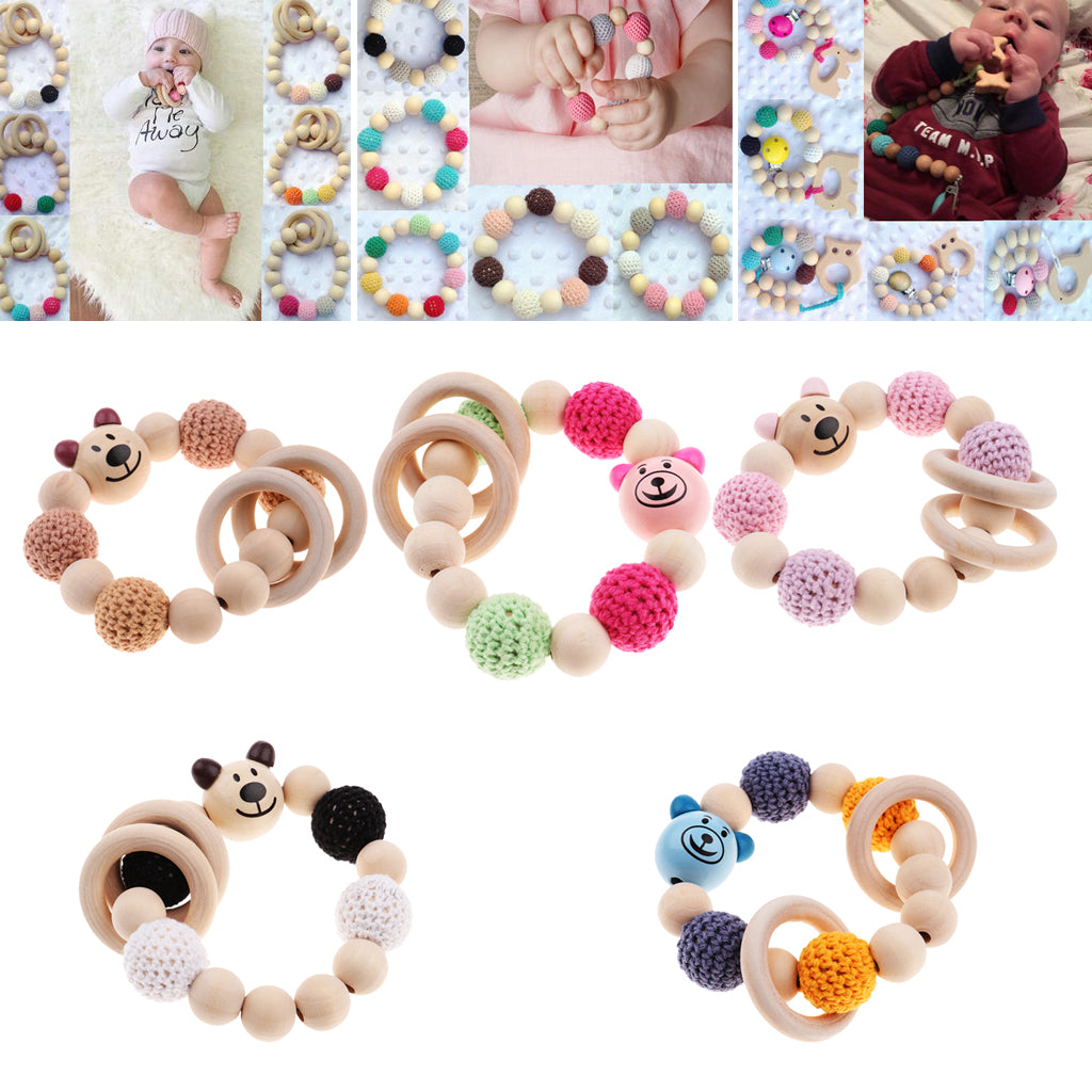 Baby Wooden Teether Nursing Bracelet Food Grade  Style 1