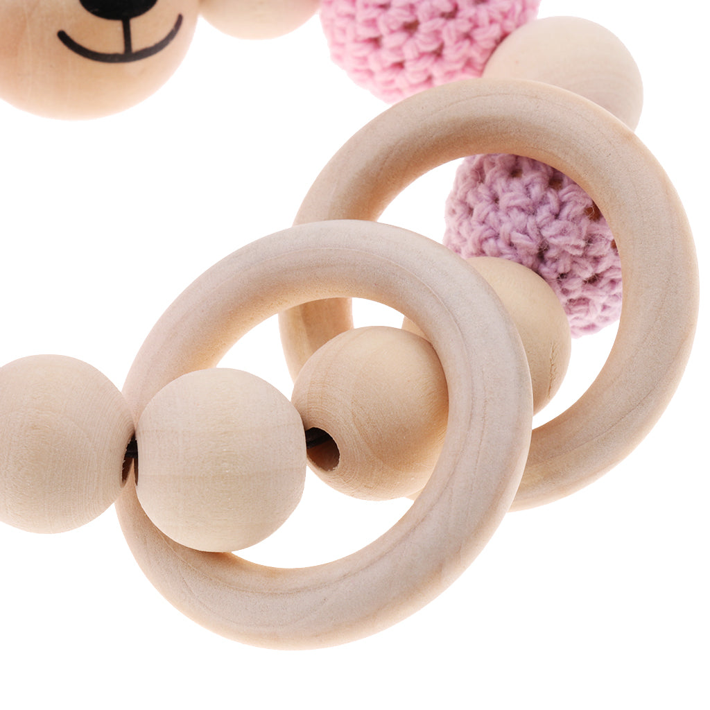 Baby Wooden Teether Nursing Bracelet Food Grade  Style 4