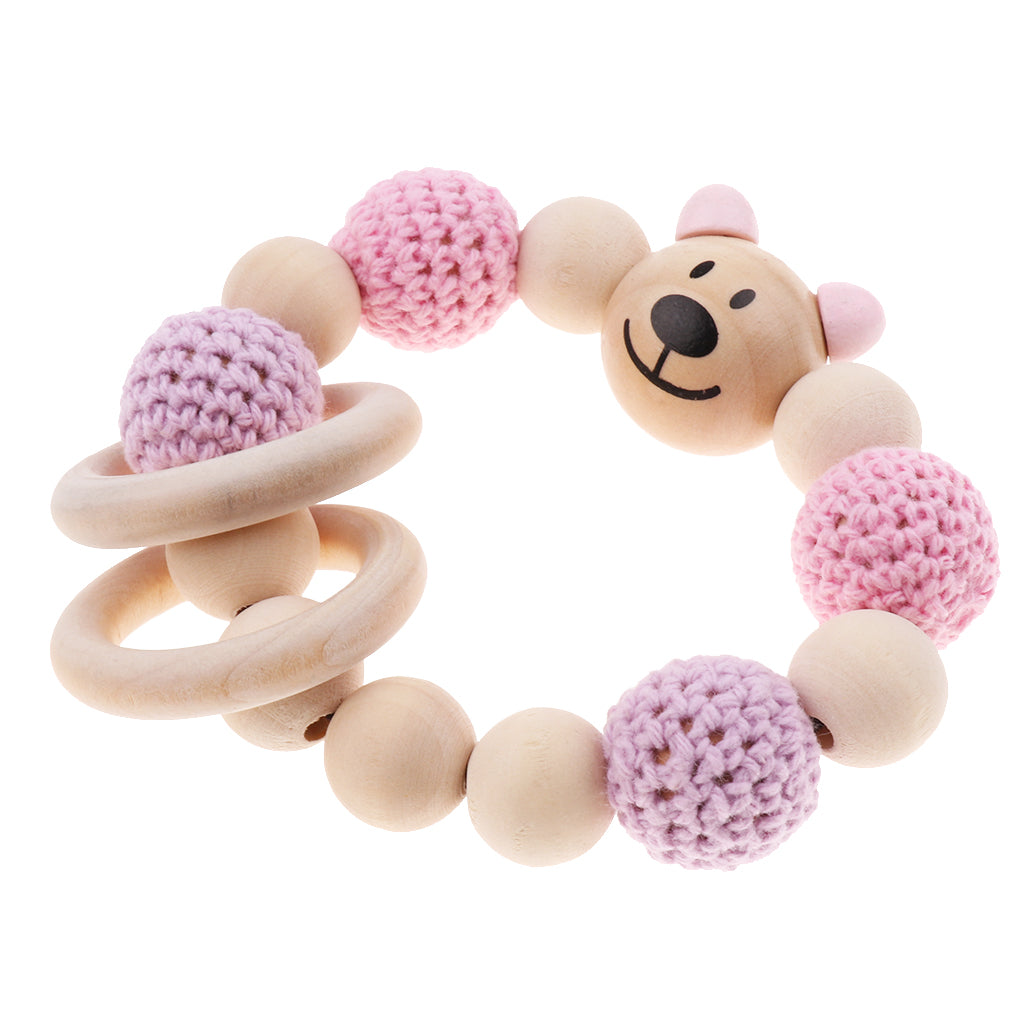 Baby Wooden Teether Nursing Bracelet Food Grade  Style 4