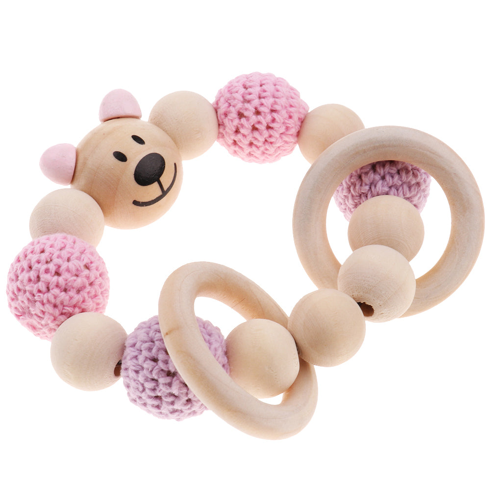 Baby Wooden Teether Nursing Bracelet Food Grade  Style 4