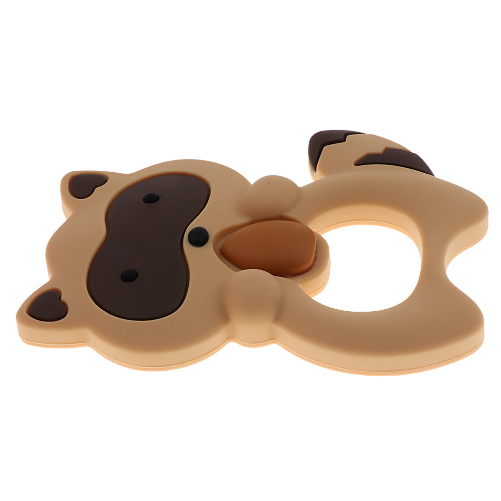 Silicone Teething Teether Necklace Chew Baby BPA Free Jewelry Khaki Raccoon