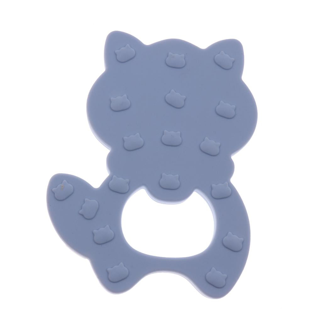 Silicone Teething Teether Necklace Chew Baby BPA Free Jewelry Blue Raccoon