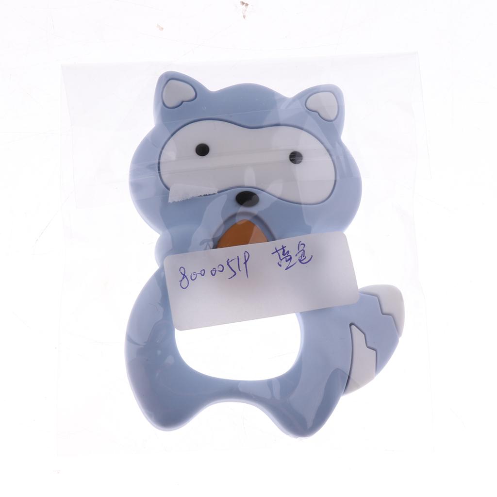 Silicone Teething Teether Necklace Chew Baby BPA Free Jewelry Blue Raccoon