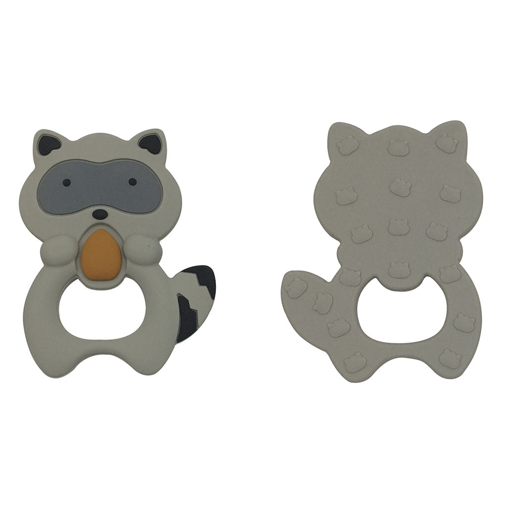 Silicone Teething Teether Necklace Chew Baby BPA Free Jewelry Gray Raccoon