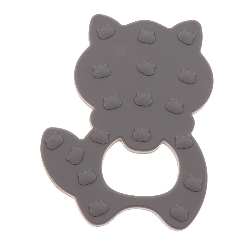 Silicone Teething Teether Necklace Chew Baby BPA Free Jewelry Gray Raccoon