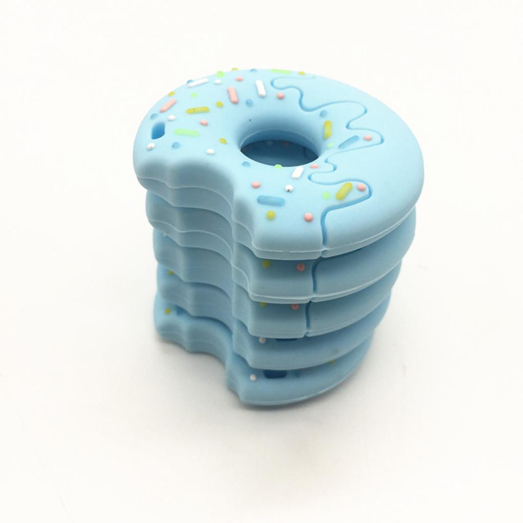 Baby Teether Chew Teething Training Silicone Toys Blue Doughnut