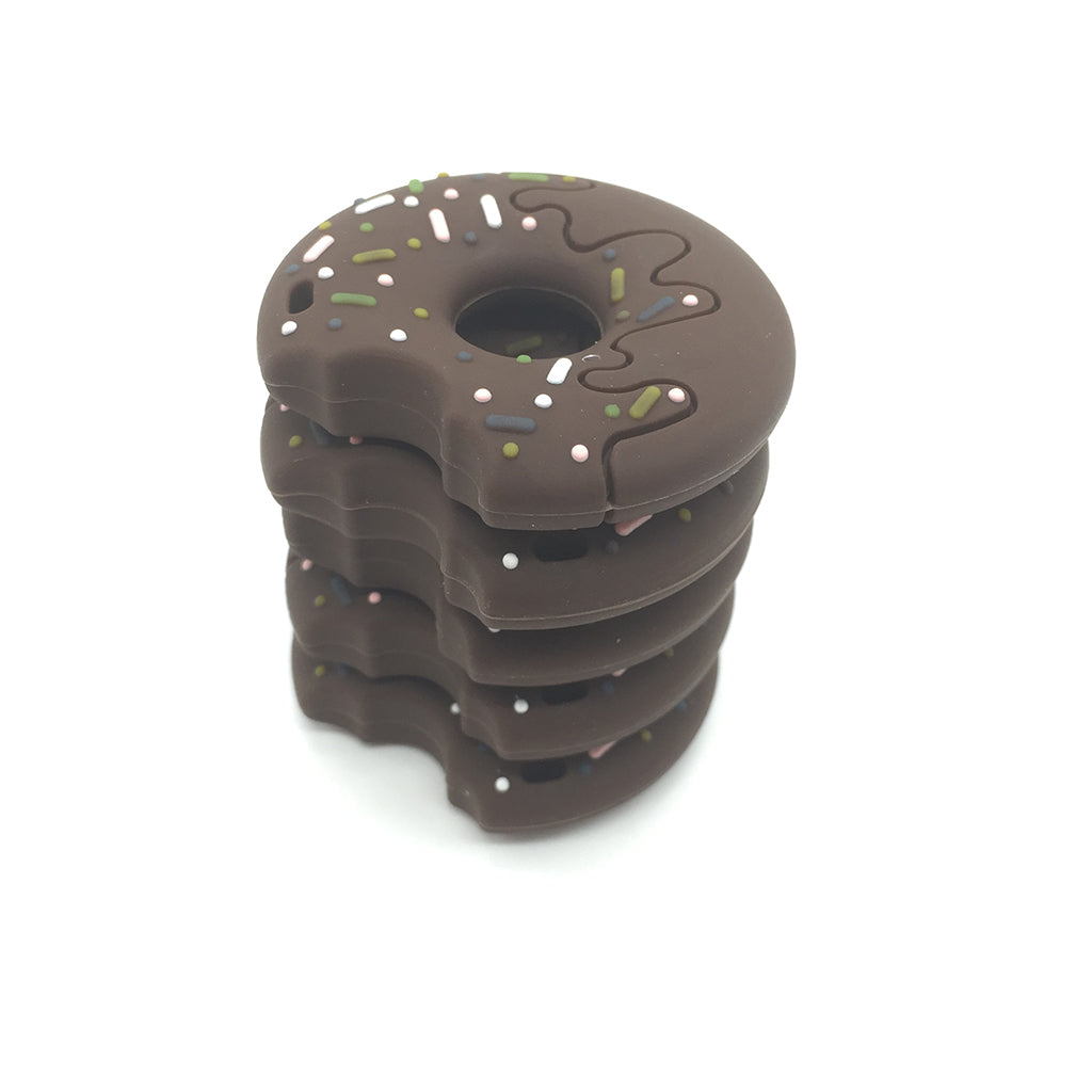 Baby Teether Chew Teething Training Silicone Toys Chocolate color Doughnut