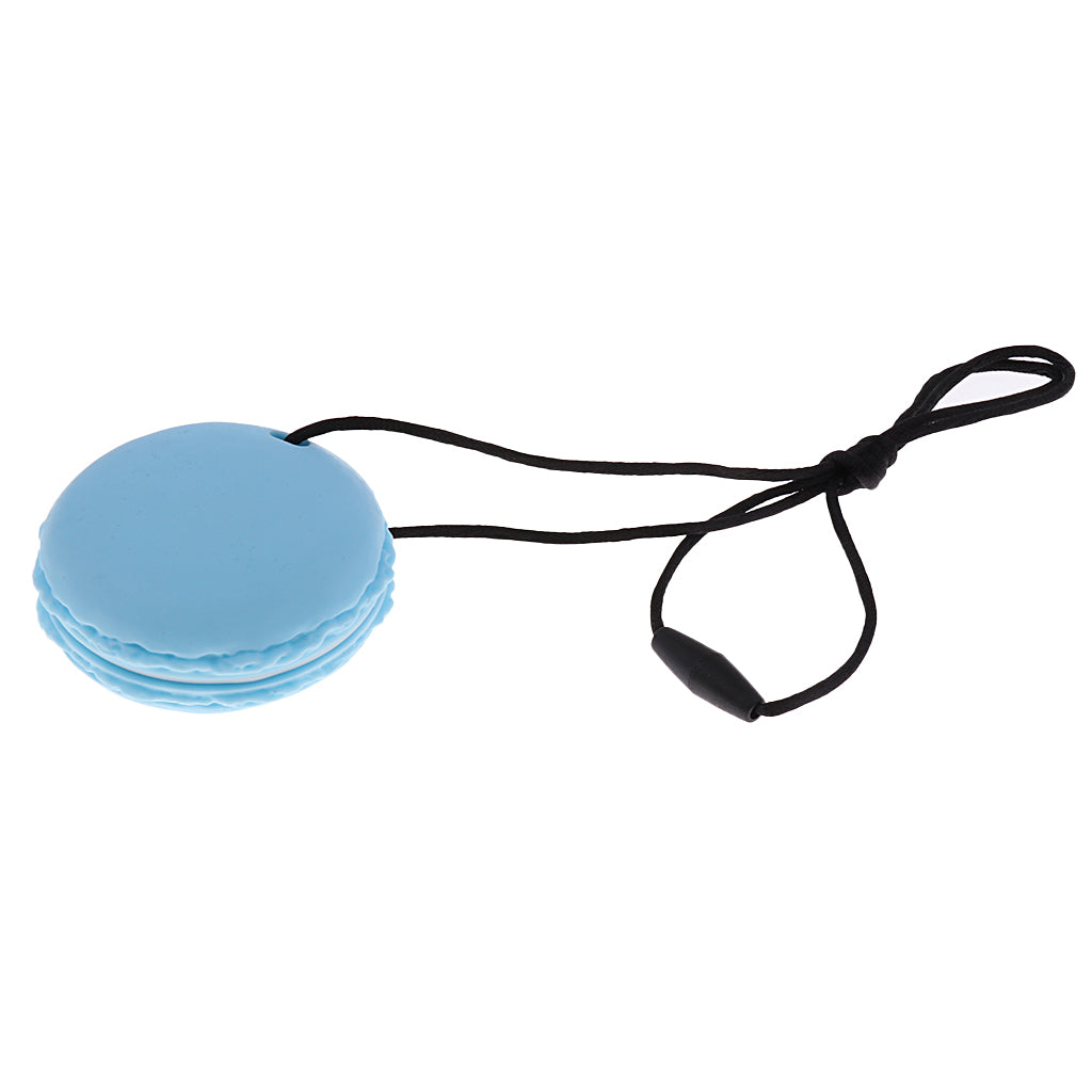 Silicone Teething Teether Necklace Chew Baby BPA Free Jewelry Blue Macarons