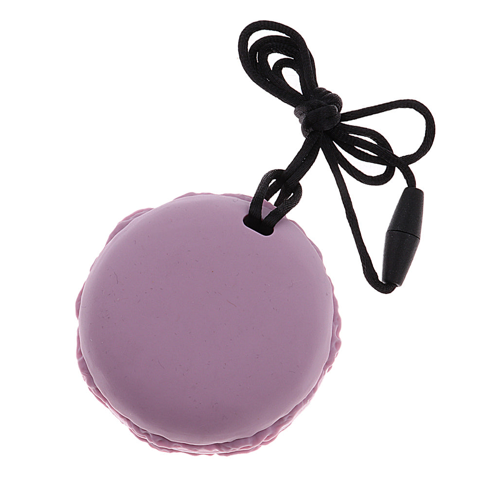 Silicone Teething Teether Necklace Chew Baby BPA Free Jewelry Purple Macarons