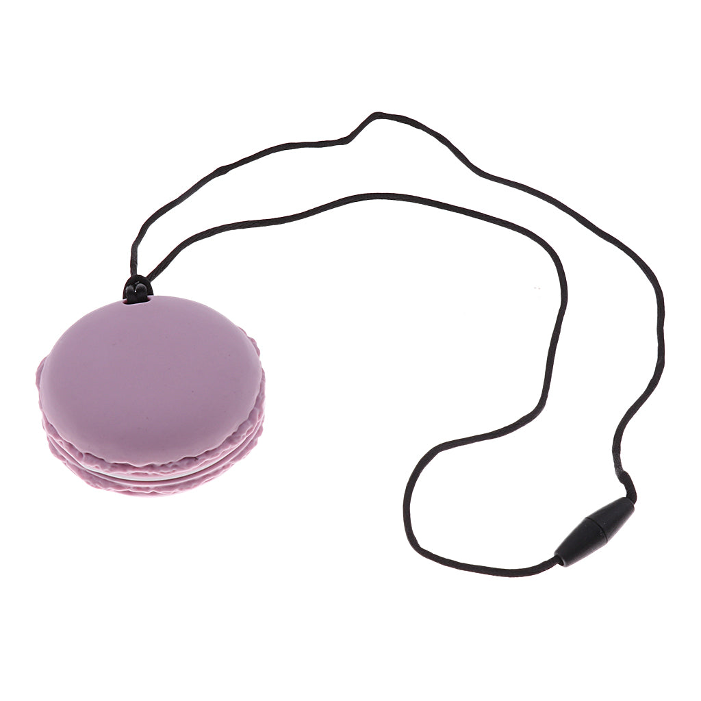 Silicone Teething Teether Necklace Chew Baby BPA Free Jewelry Purple Macarons