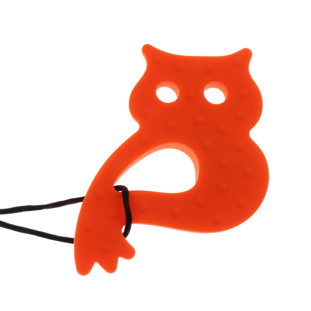 Silicone Teething Pacifier Pendant Soother Teether for Baby Orange Owl