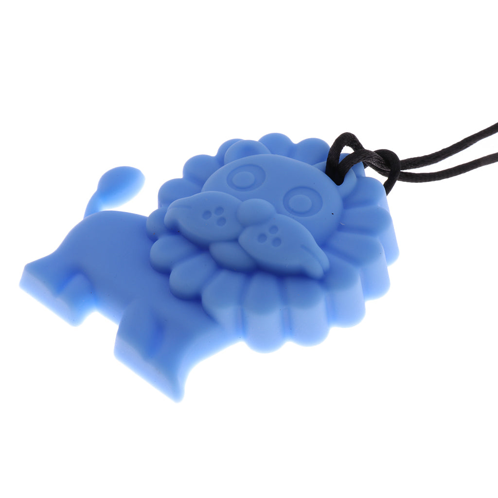 Silicone Teething Pacifier Pendant Soother Teether for Baby Blue Lion