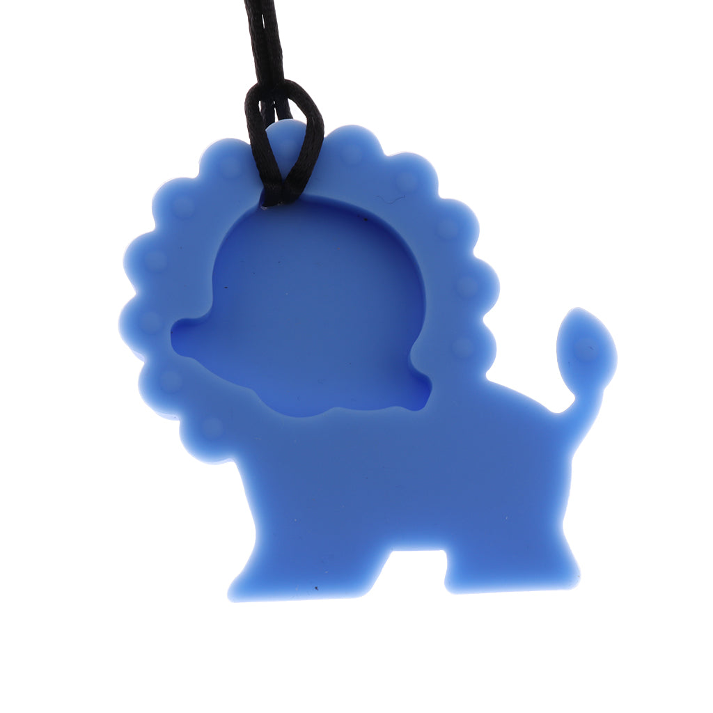 Silicone Teething Pacifier Pendant Soother Teether for Baby Blue Lion