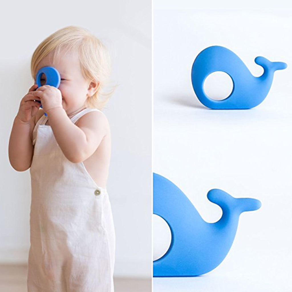 Silicone Teething Pacifier Pendant Soother Teether for Baby White Whale