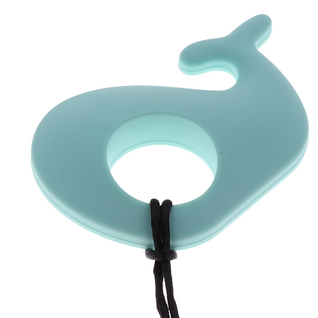 Silicone Teething Pacifier Pendant Soother Teether for Baby Sky blue Whale