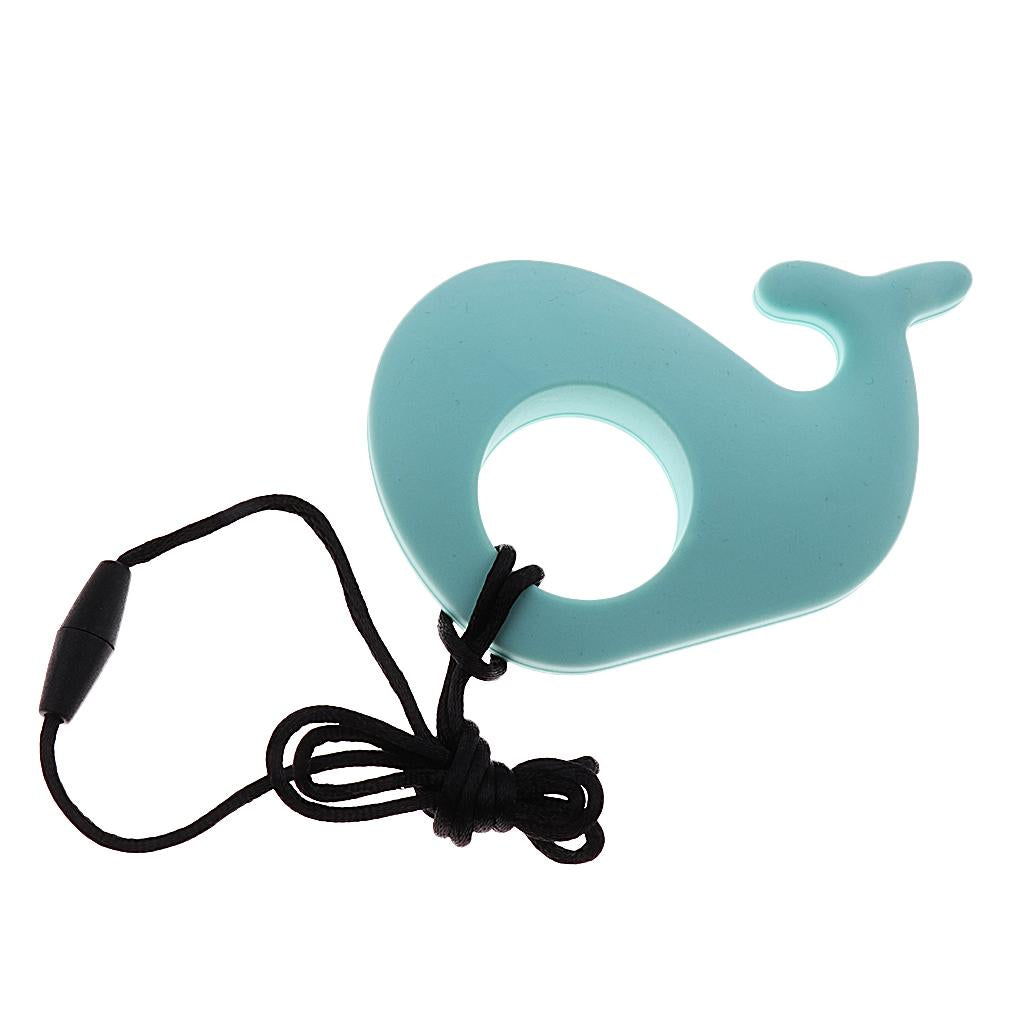 Silicone Teething Pacifier Pendant Soother Teether for Baby Sky blue Whale