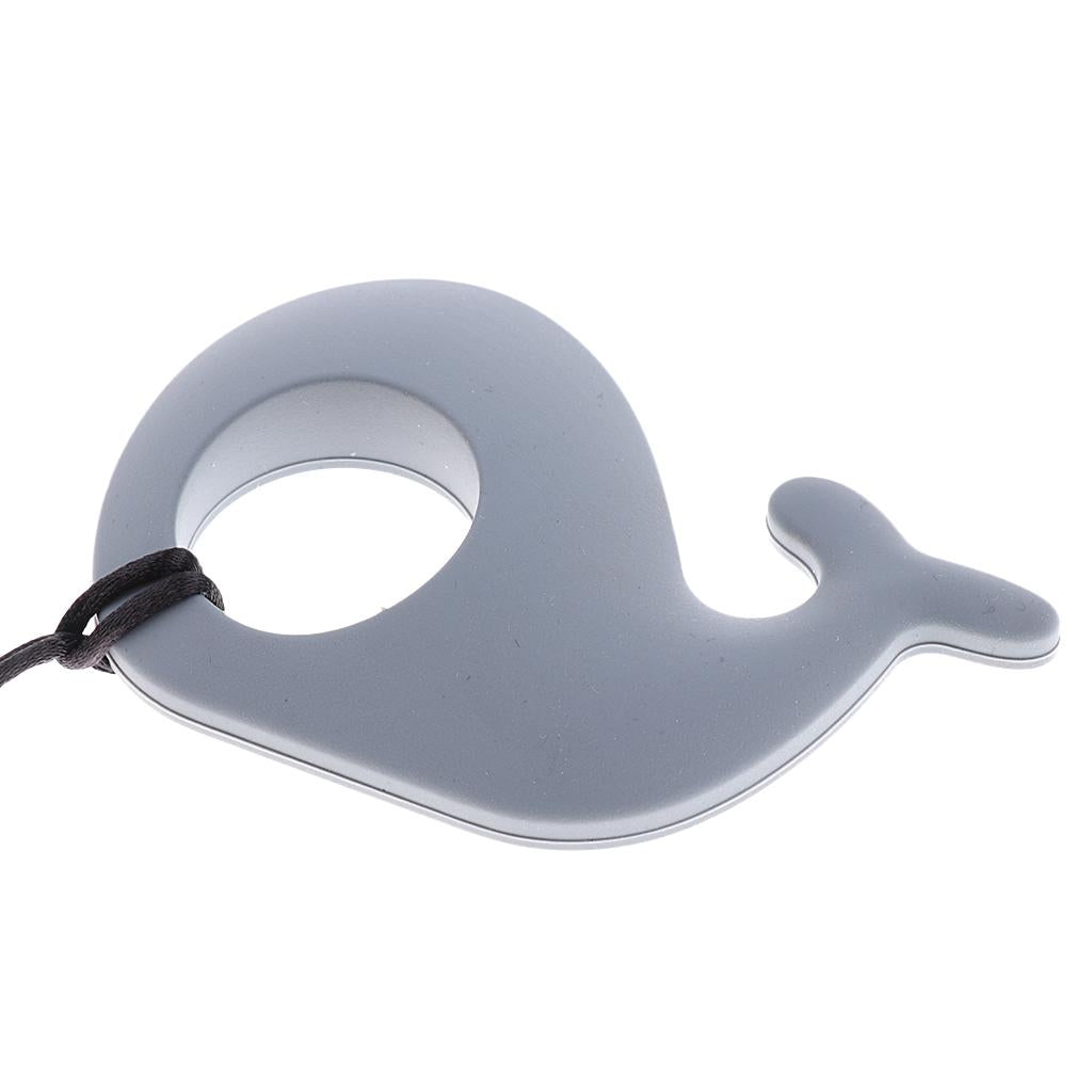 Silicone Teething Pacifier Pendant Soother Teether for Baby Gray Whale