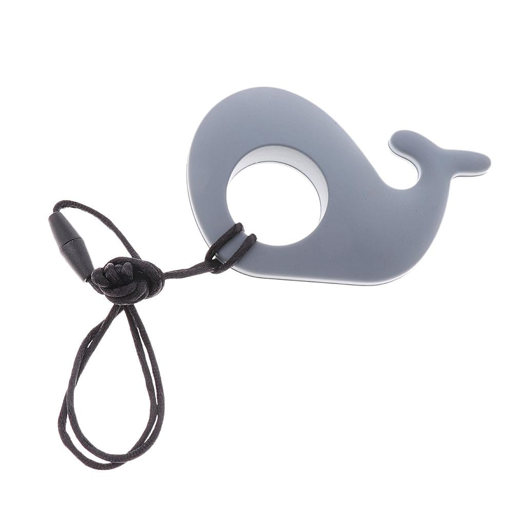 Silicone Teething Pacifier Pendant Soother Teether for Baby Gray Whale