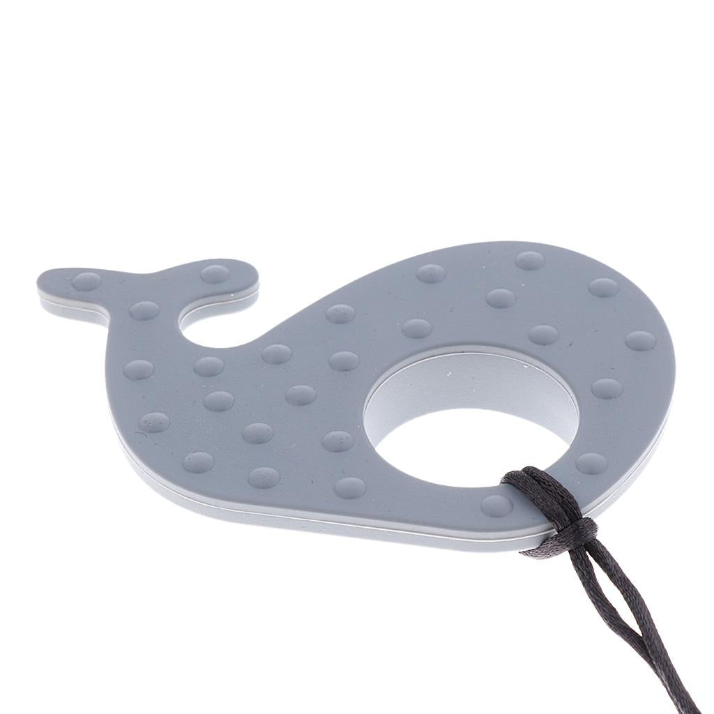 Silicone Teething Pacifier Pendant Soother Teether for Baby Gray Whale