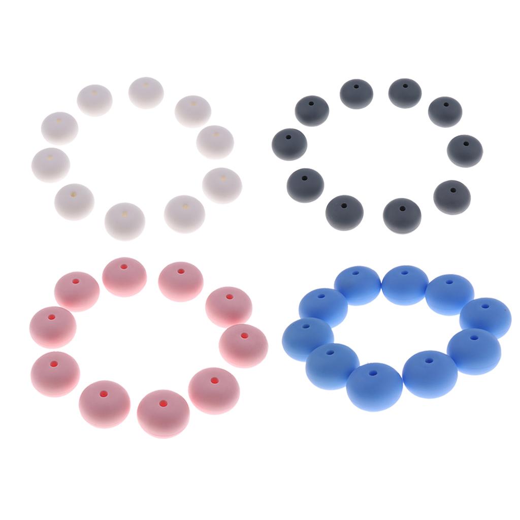 Baby BPA Free Silicone Teething NecklaceTeether Round Beads White