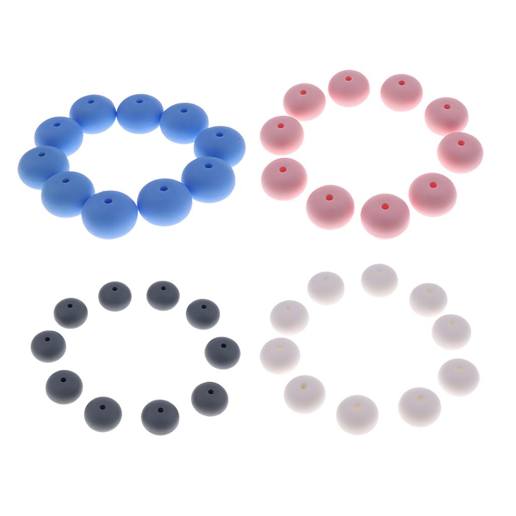 Baby BPA Free Silicone Teething NecklaceTeether Round Beads White