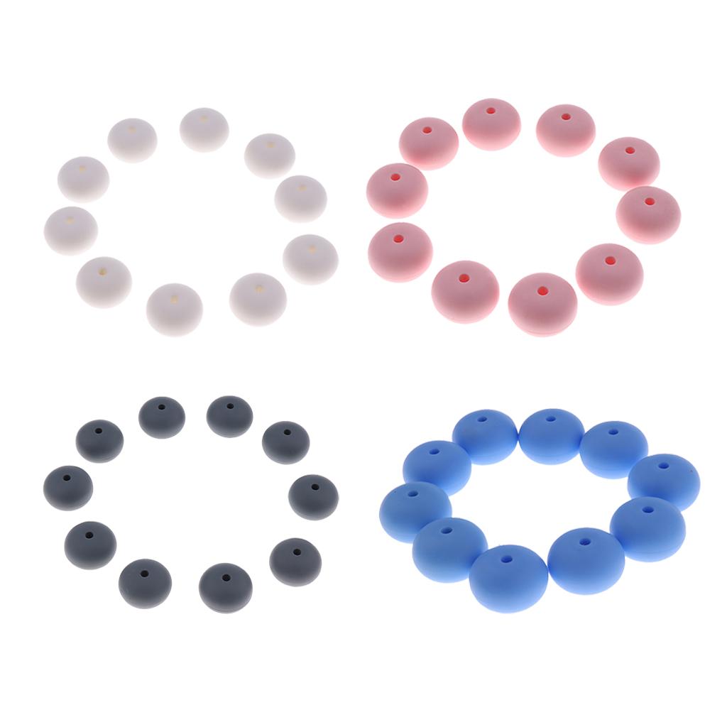Baby BPA Free Silicone Teething NecklaceTeether Round Beads White