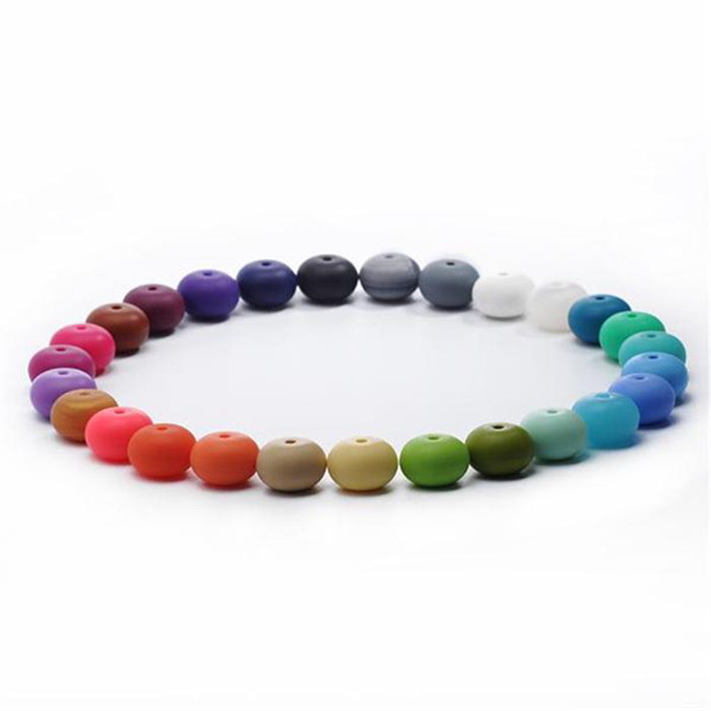 Baby BPA Free Silicone Teething NecklaceTeether Round Beads Pink