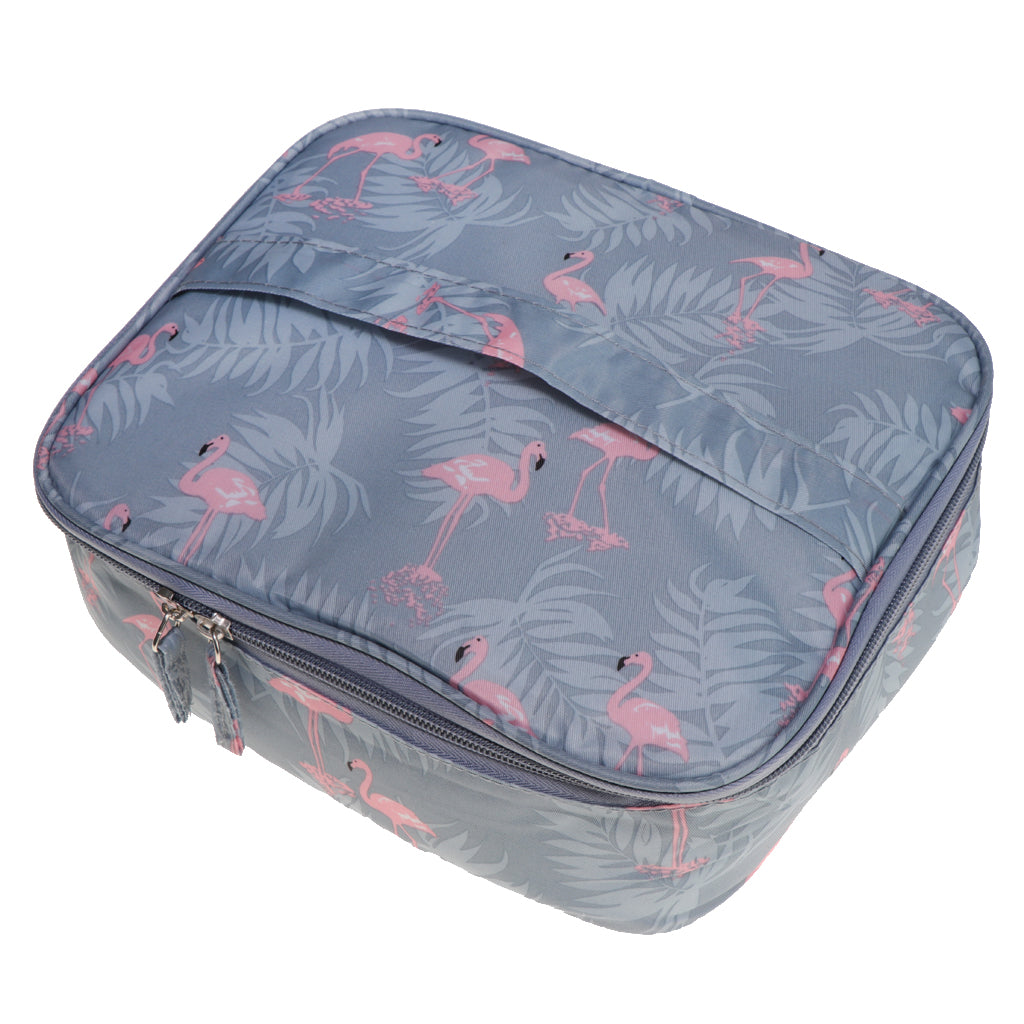 Toiletry Makeup Bag Wash Carry Organizer Zipper Compartment Bag Flamingos