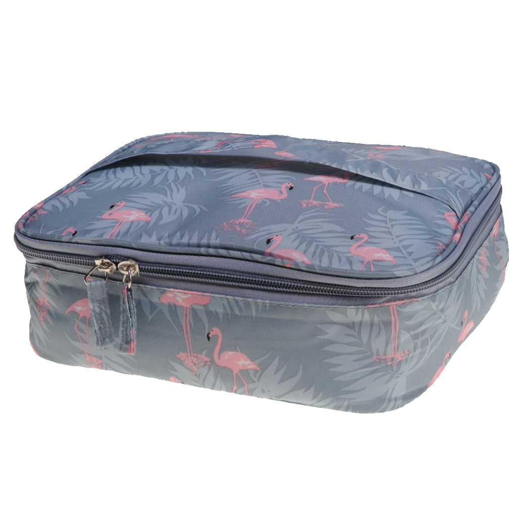 Toiletry Makeup Bag Wash Carry Organizer Zipper Compartment Bag Flamingos