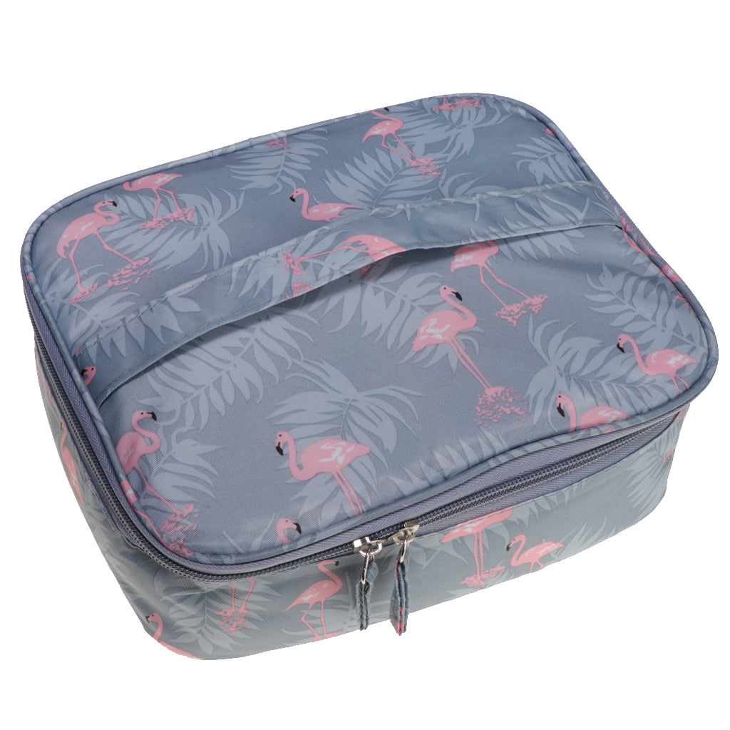 Toiletry Makeup Bag Wash Carry Organizer Zipper Compartment Bag Flamingos