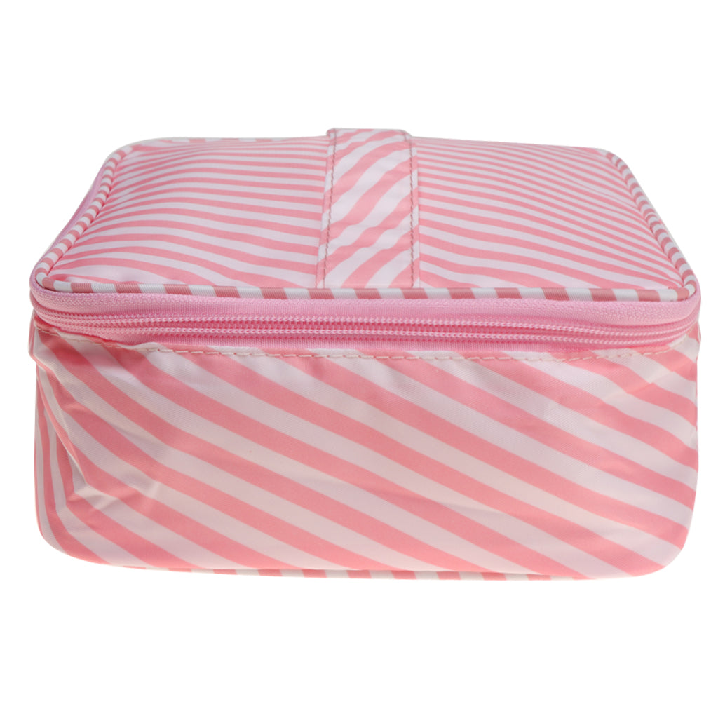 Toiletry Makeup Bag Wash Carry Organizer Zipper Compartment Bag Pink Stripe