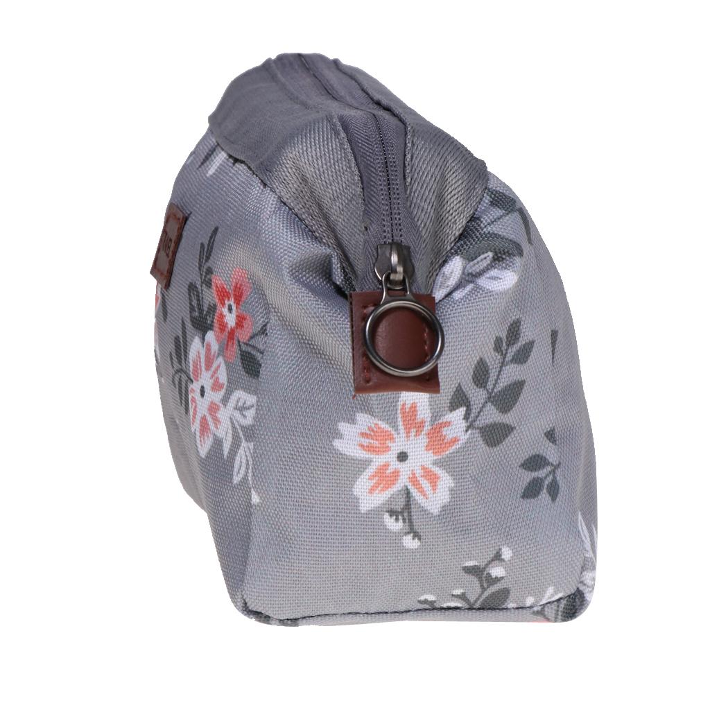 Travel Toiletry Bag Makeup Cosmetic Storage Wash Bag Light Grey Flowers