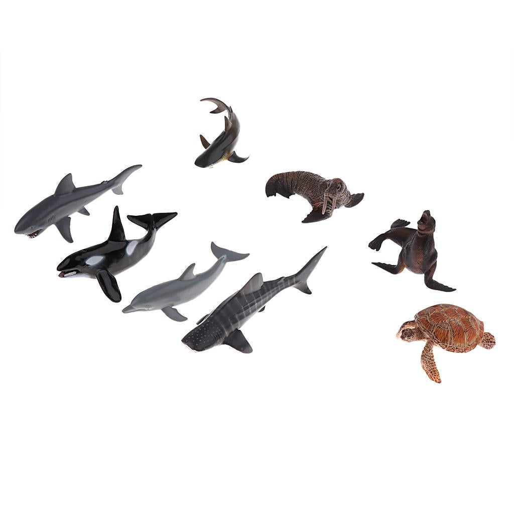 8Pcs/set Plastic Ocean Animals Figure Sea Creatures Model Kid Toy Turtle Whale
